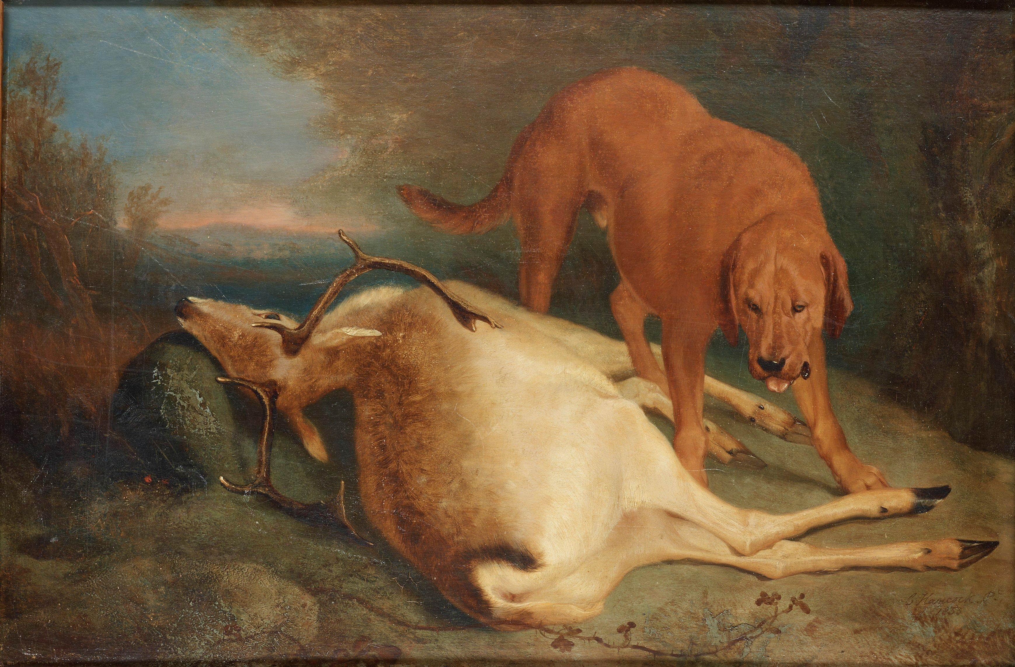 Charles Hancock - Dog and deer