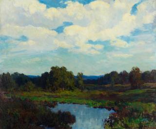 Charles Harold Davis - Billowy clouds above rolling hills