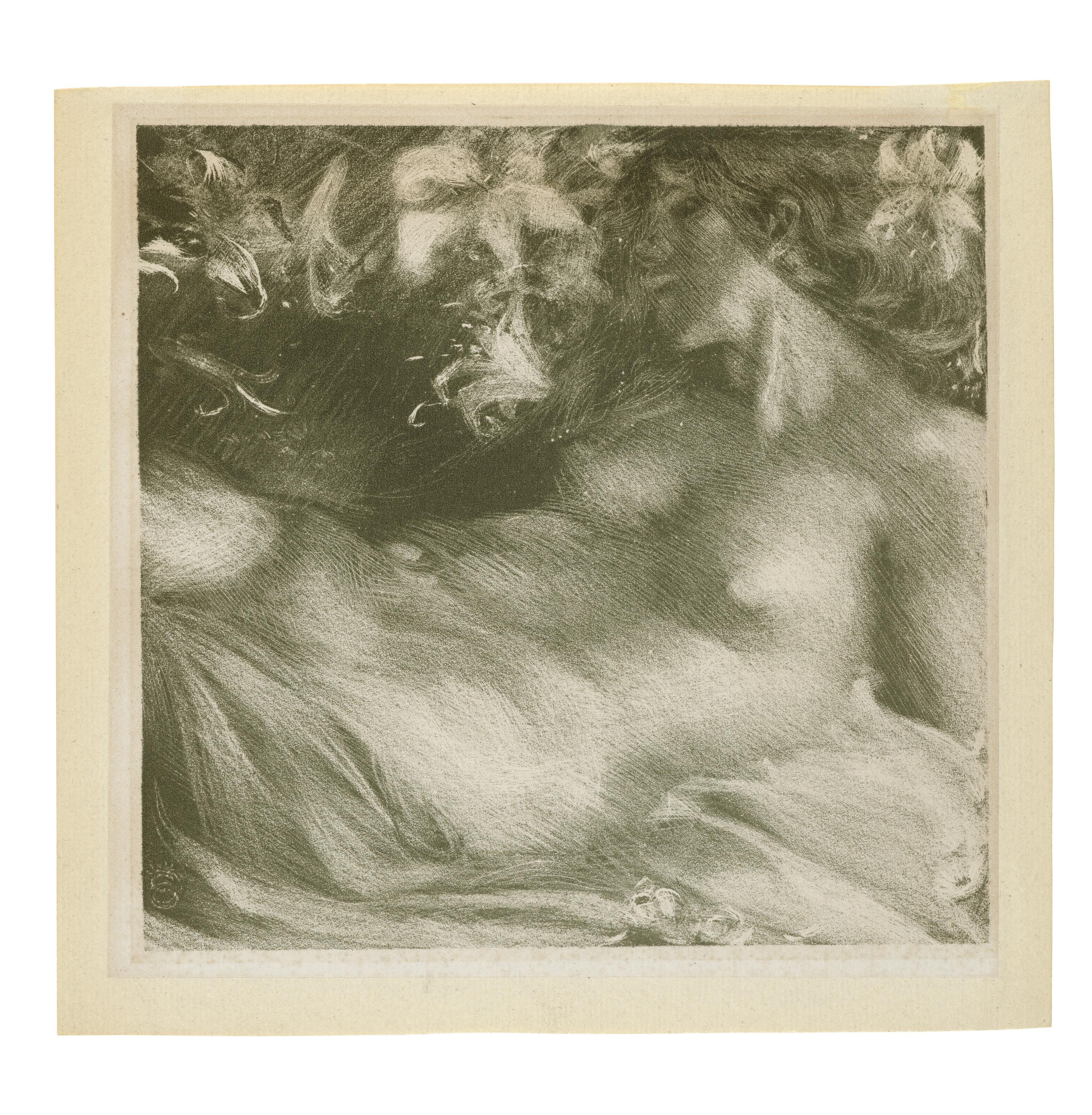 Charles Hazelwood Shannon - A lithograph in white line