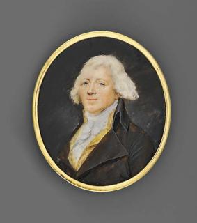 Charles Hénard - Remy-Joseph Biston, In Brown Coat And Yellow Waistcoat, Knotted Cravat, Powdered Hair