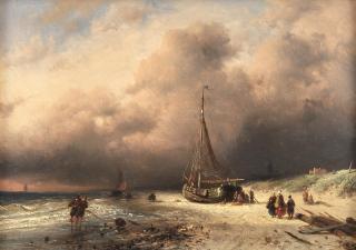 Charles Henri Joseph Leickert - A view along the riverbank; Bringing in the catch each 17.5 x 25.5cm (6 7/8 x 10 1/16in). (2)