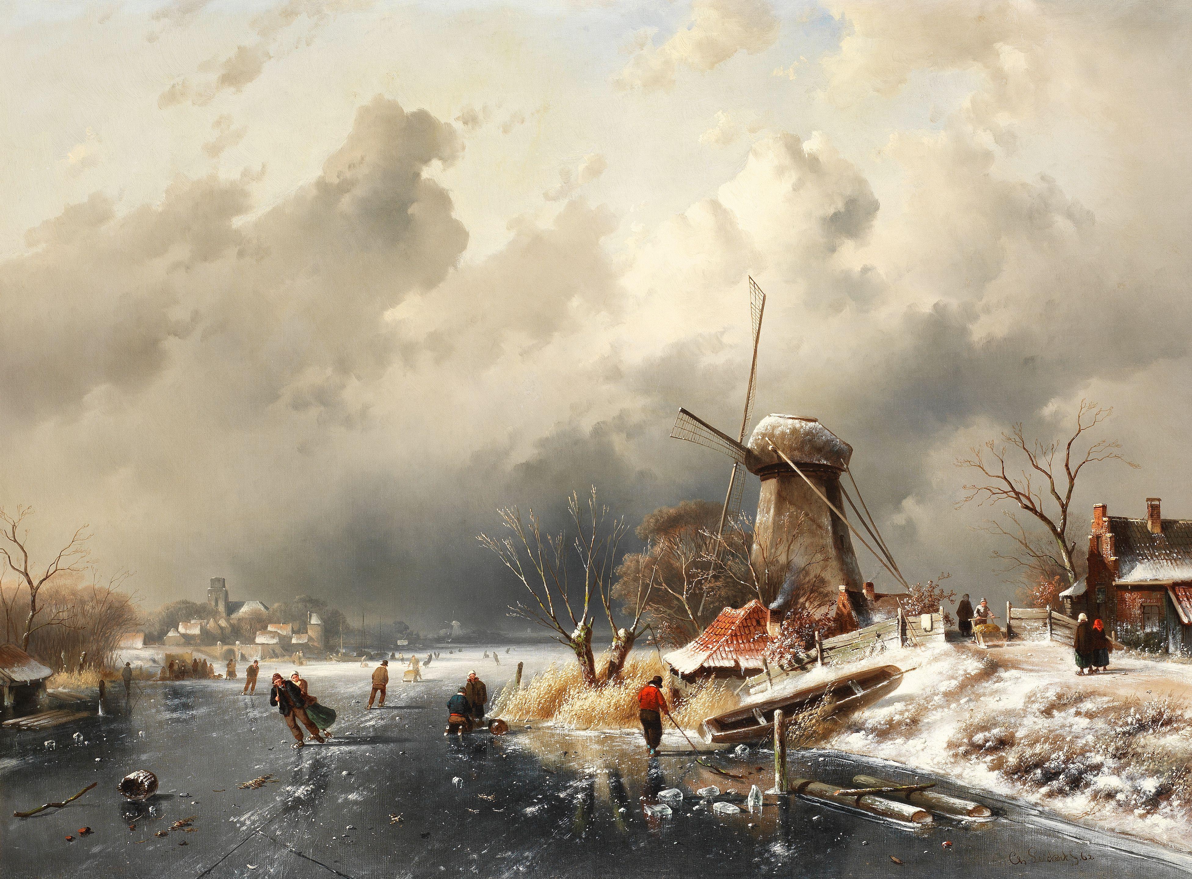 Charles Henri Joseph Leickert - A Winter\'S Day At Vaarberg