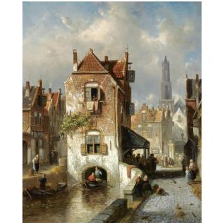 Charles Henri Joseph Leickert - Belgian A View Of Utrecht, The Dom Tower In The Distance