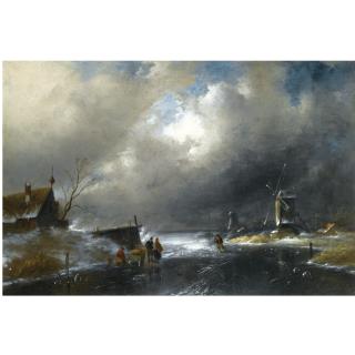 Charles Henri Joseph Leickert - Dutch figures On A Frozen River