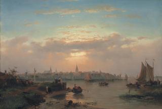 Charles Henri Joseph Leickert - Evening On The Scheldt, Holland