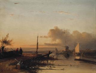 Charles Henri Joseph Leickert - Figures by the Zuiderzee