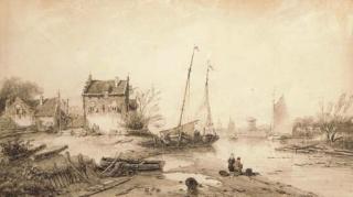 Charles Henri Joseph Leickert - Fishing in an estuary