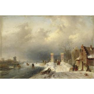 Charles-Henri-Joseph Leickert - Pattinatori Sul Fiume
