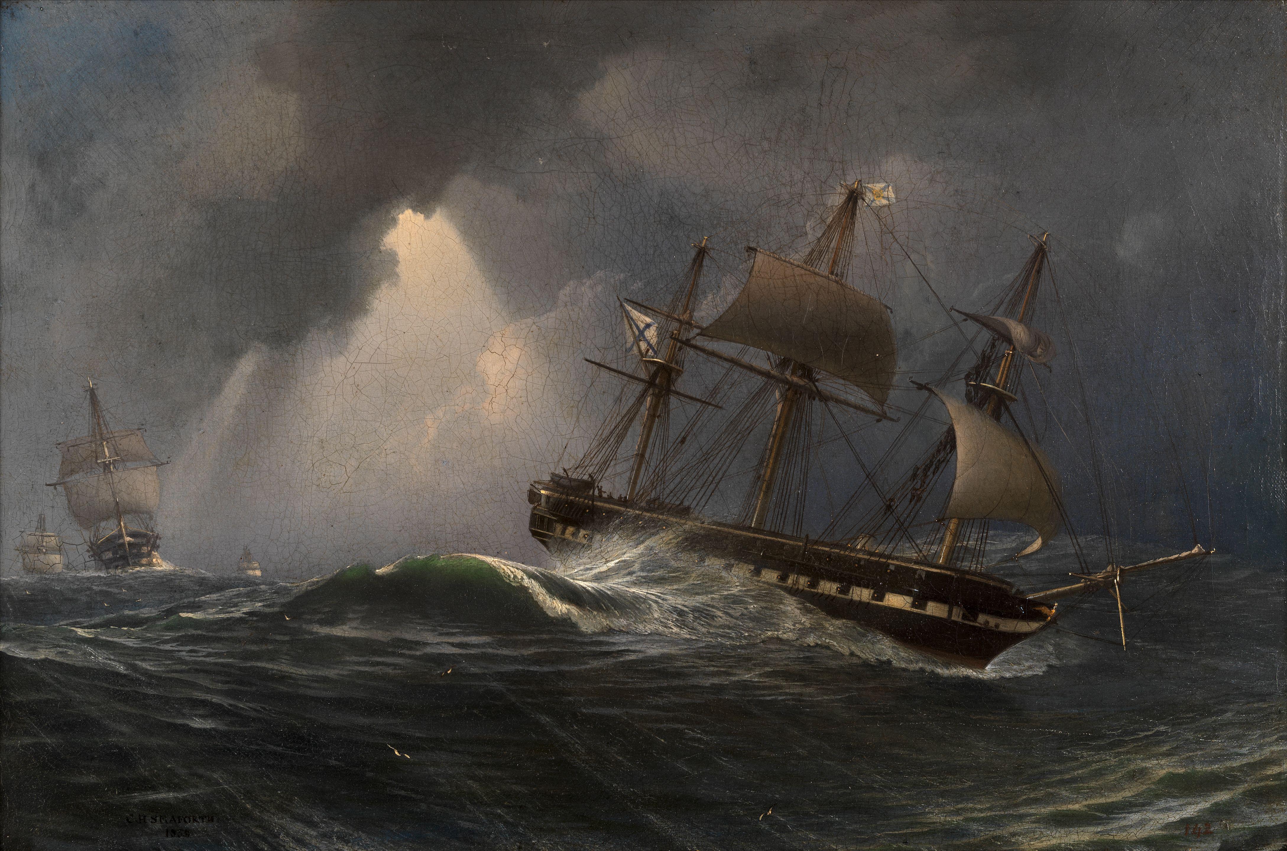 Charles Henry Seaforth - Ships of the Imperial Russian Navy in stormy seas