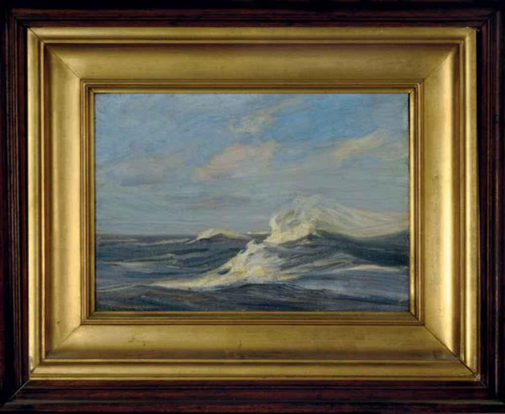 Charles Herbert Woodbury - Waves crashing; and a companion painting