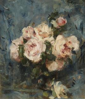 Charles Hermans - Stillleben mit Rosen in einer Glasvase