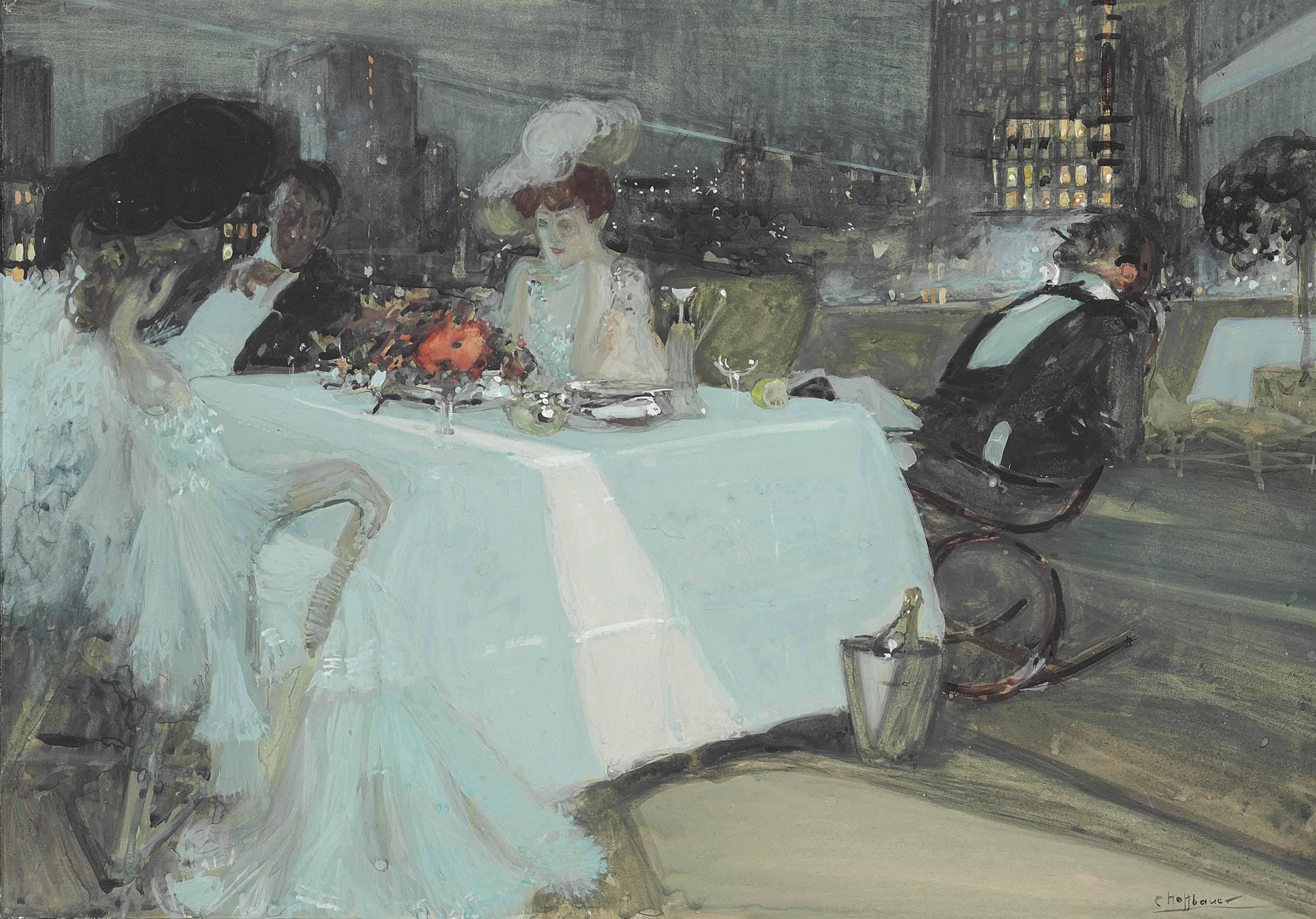 Charles Hoffbauer - Dîner sur le Toit