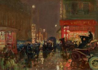 Charles Hoffbauer - Rainy Night in New York City