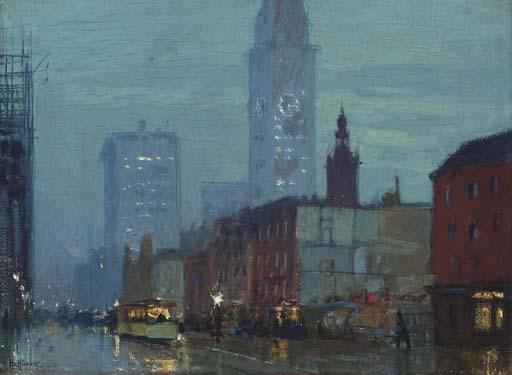 Charles Hoffbauer - Rainy Night in New York City