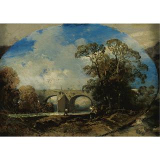 Charles Hoguet - Fishermen Below A Bridge