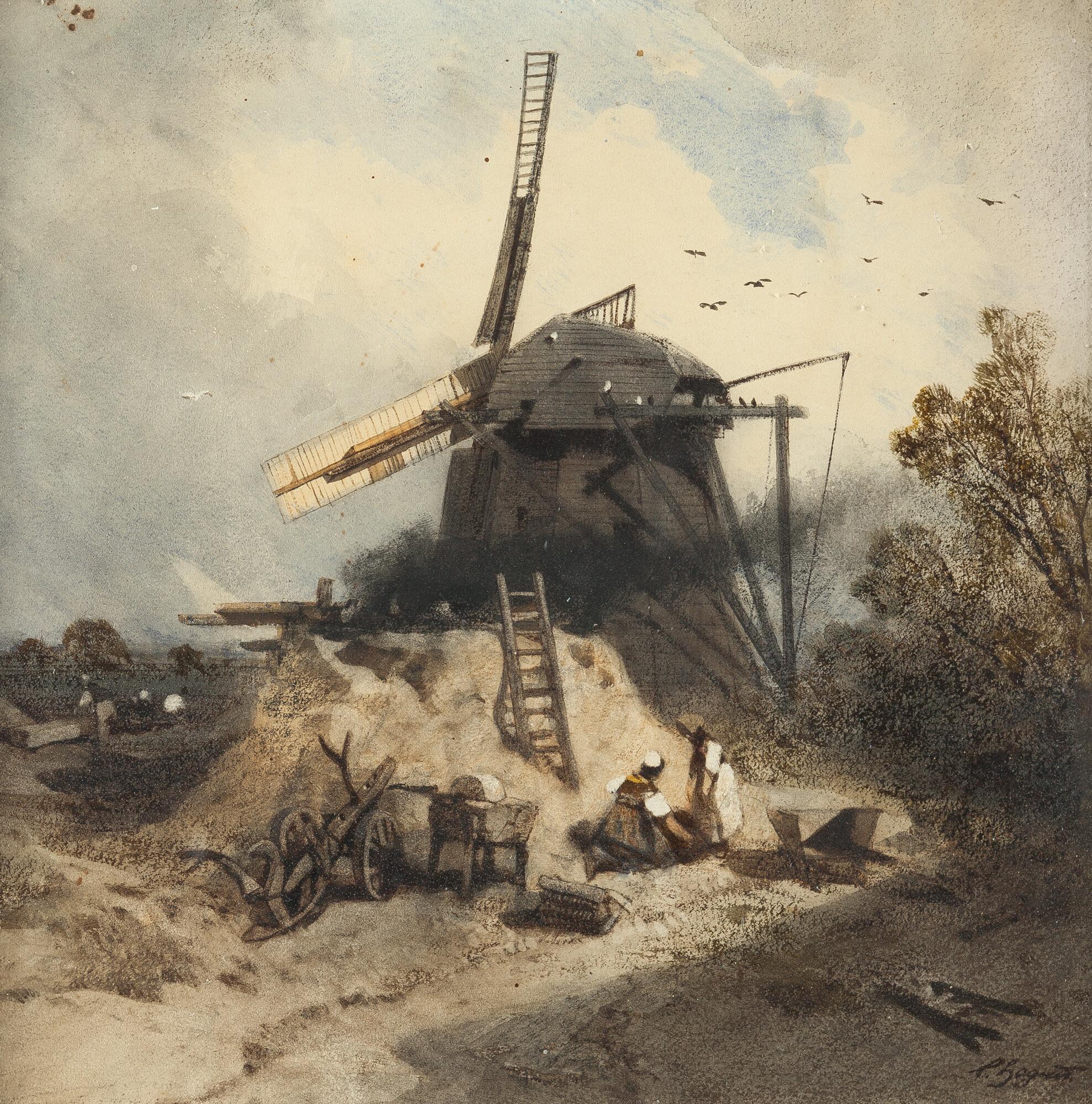 Charles Hoguet - Windmühle mit Bauern