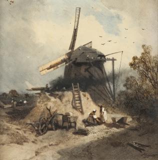 Charles Hoguet - Windmühle mit Bauern