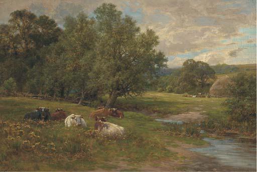 Charles James Adams - Cattle Resting By A Brook