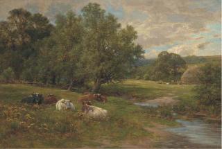 Charles James Adams - Cattle Resting By A Brook