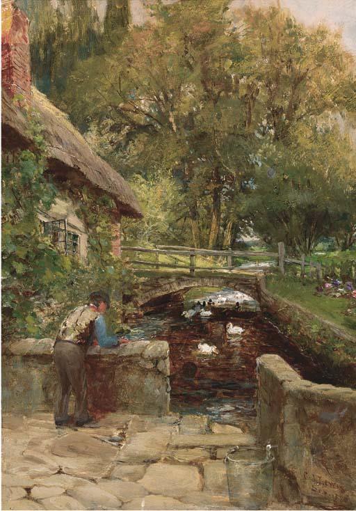 Charles James Lewis, R.I. - Feeding the ducks