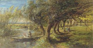 Charles James Lewis - Fishing in a punt; and A summer meadow