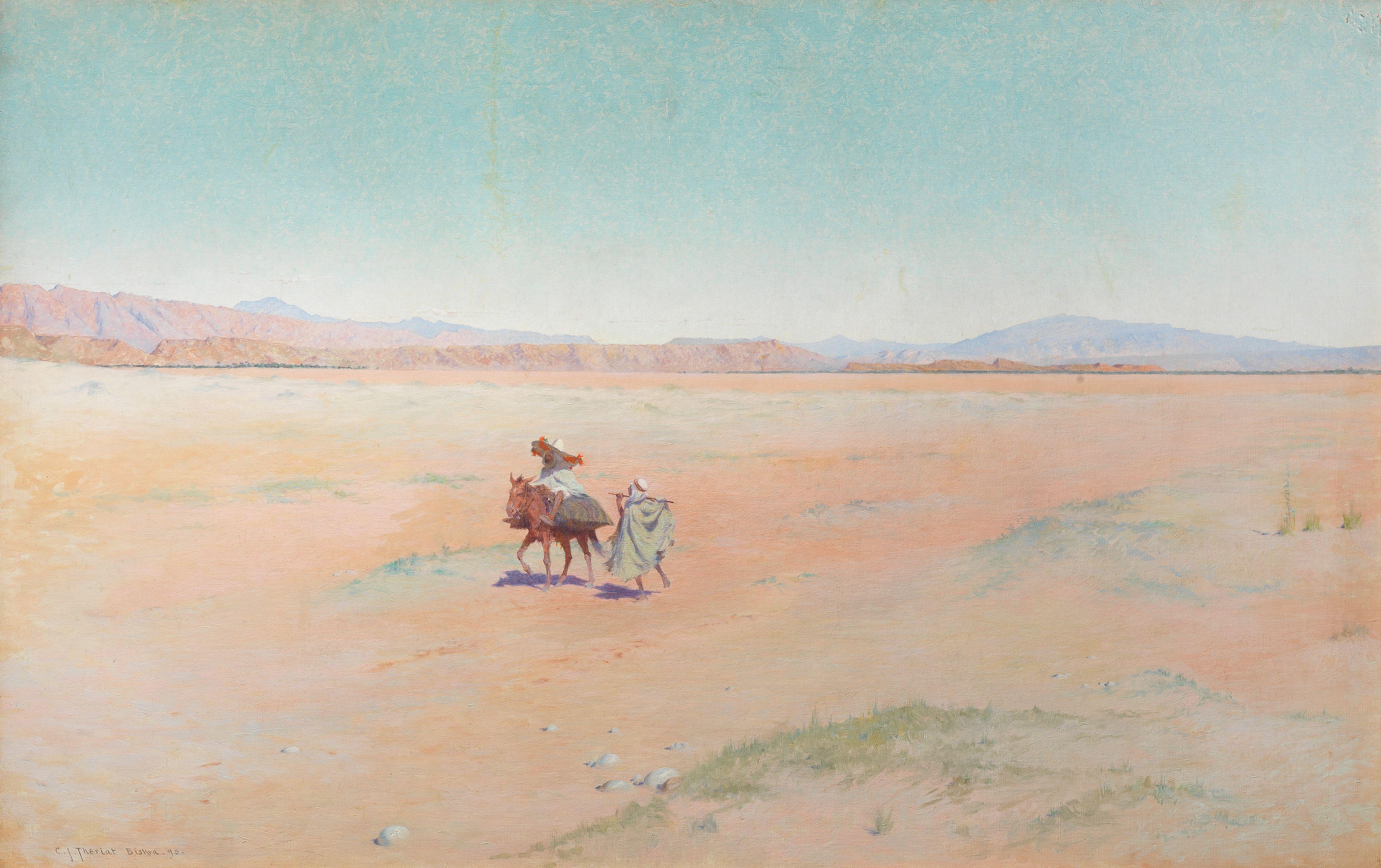 Charles James Theriat - Travellers in the desert, Biskra