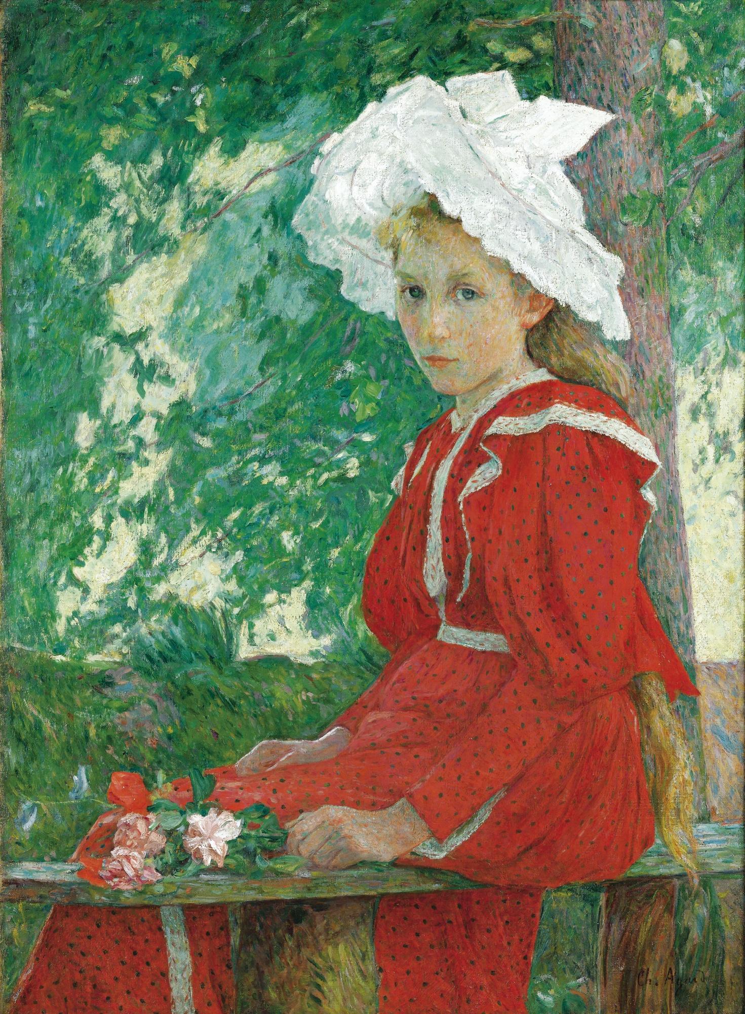 Charles-Jean Agard - Fillette À La Robe À Poischarles-Jean Agard ; Young Girl Wearing A Dress With Spots ; Signed Lower Right ; Oil On Canvas