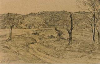 Charles-Jean Agard - Landscape with Trees and Path; and two works by other hands of other mediums, subjects and sizes