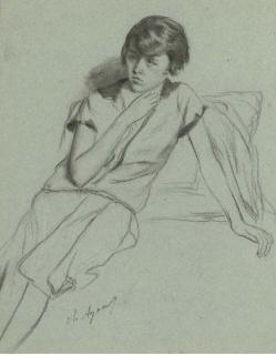 Charles-Jean Agard - Study of a girl wearing a dress