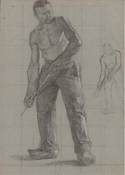 Charles-Jean Agard - Study of a man gardening