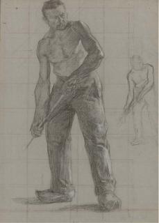 Charles-Jean Agard - Study of a man gardening