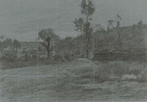 Charles-Jean Agard - Trees in a moonlit landscape