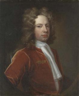 Charles Jervas - Portrait of George Rochfort, of Gaulstown, Co. Westmeath, M.P. for Co. Westmeath, half-length, in a red coat, feigned half oval