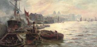 Charles John de Lacy - The Busy Docks At Greenwich