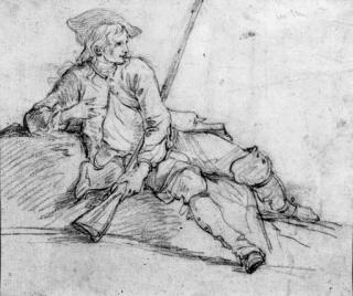 Charles-Joseph Natoire - A sportsman reclining on a bank