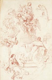 Charles-Joseph Natoire - Apparition de la Vierge et l\'Enfant à Saint Bernard, d\'après Luca Giordano