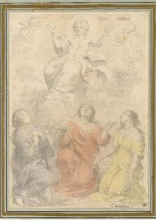 Charles-Joseph Natoire - Le Christ Apparaissant À Trois Saintes, D\'Après Un Maître Ancien