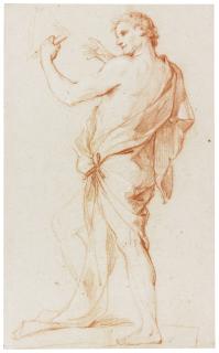 Charles-Joseph Natoire - Standing Man In Profile To The Left, Playing A Triangle