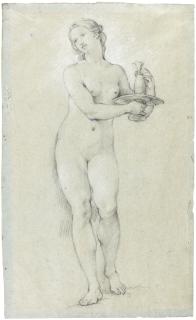 Charles-Joseph Natoire - Study Of A Female Attendant Holding A Carafe