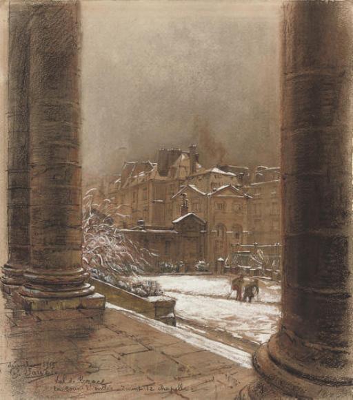 Charles Jouas - View Of The Chapel Of Val De Grace In Winter