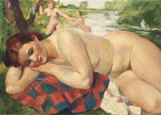 Charles Kuapil - Femme nue allongée (Ginette)