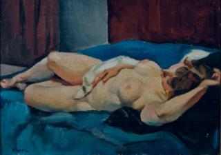Charles Kvapil - Reclining nude model