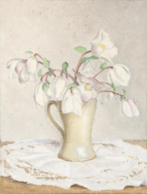 Charles Lacoste - Fleurs blanches dans un vase