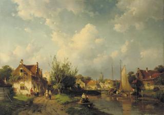 Charles Leickert - A busy riverside village