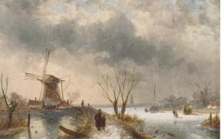 Charles Leickert - A Frozen Winter Landscape