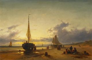 Charles Leickert - Abenddämmerung an der holländischen Küste.