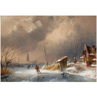 Charles Leickert - Belgian Skaters On A Cold Winter Day