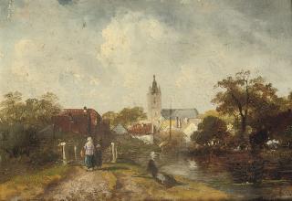 Charles Leickert - Crossing the white bridge to town