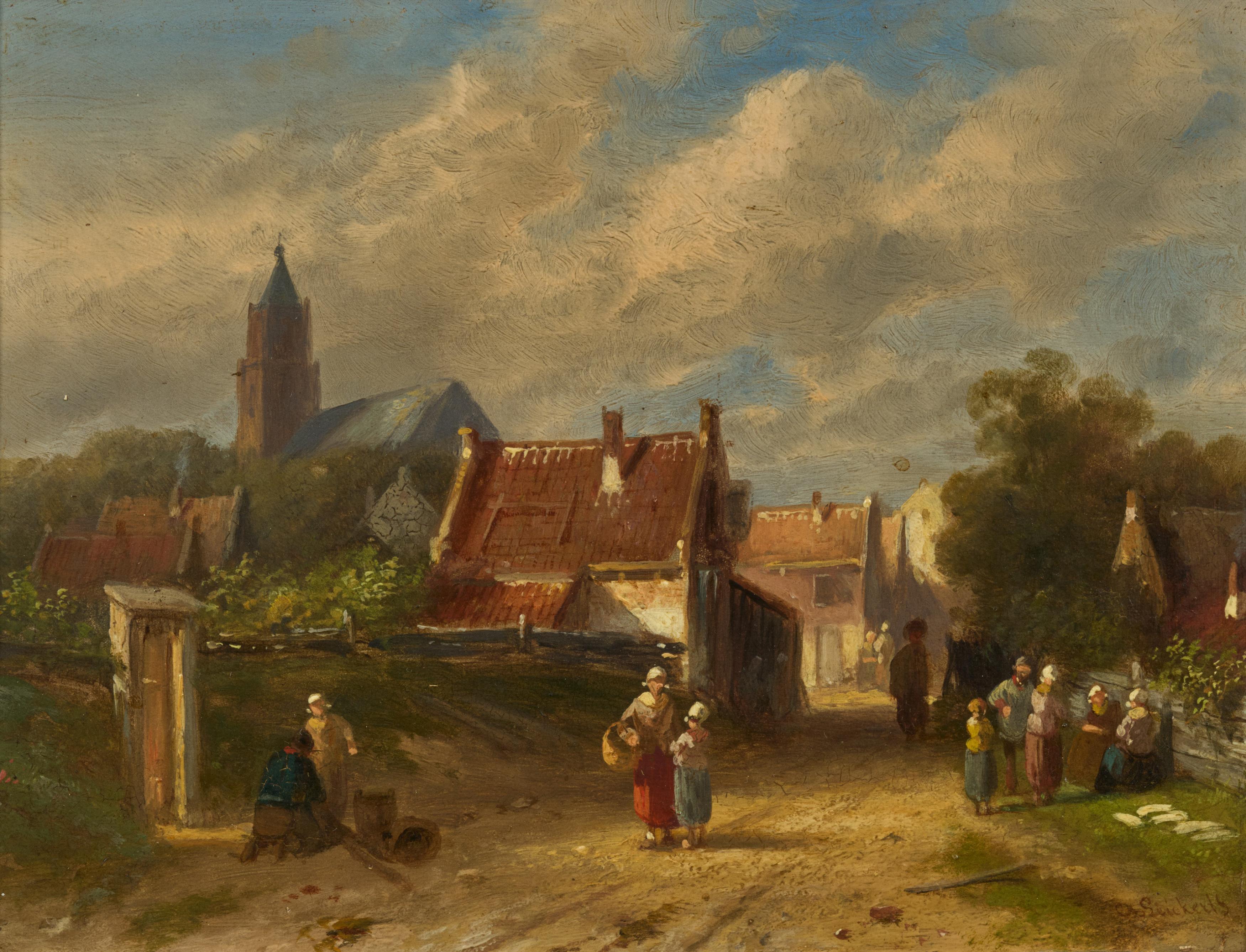 Charles Leickert - Dorfstraße in Holland.