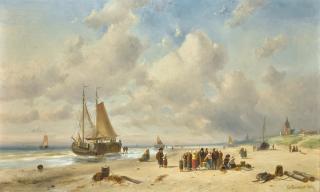 Charles Leickert - Dutch fisherfolk On The Beach